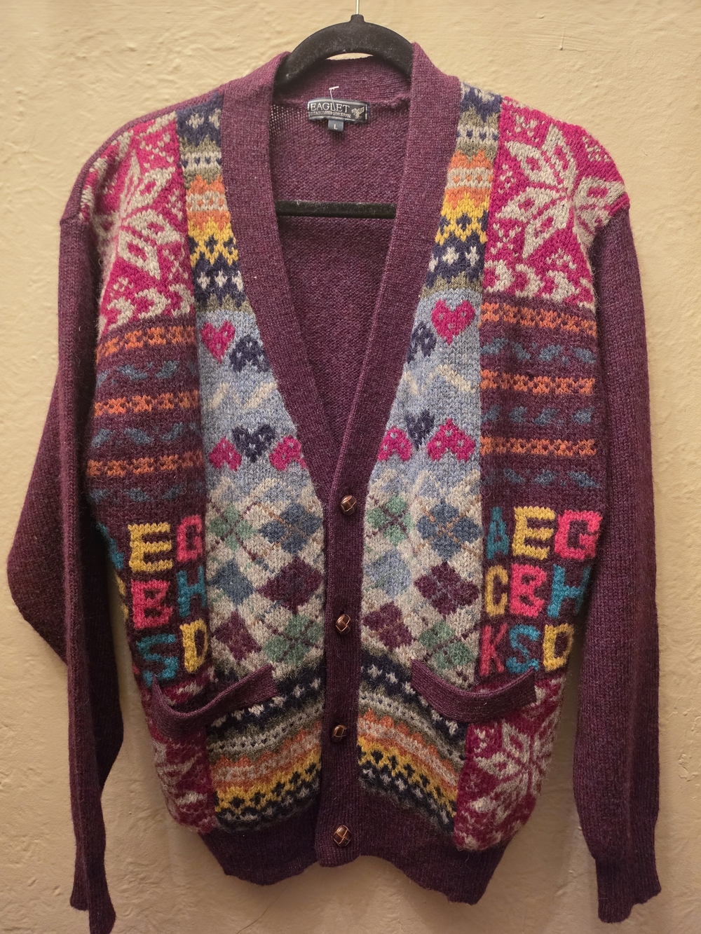 Women's Plum Fair Isle Button Cardigan Sweater